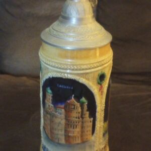 Vintage German Ceramic Beer Mug With Lid! From Germany!